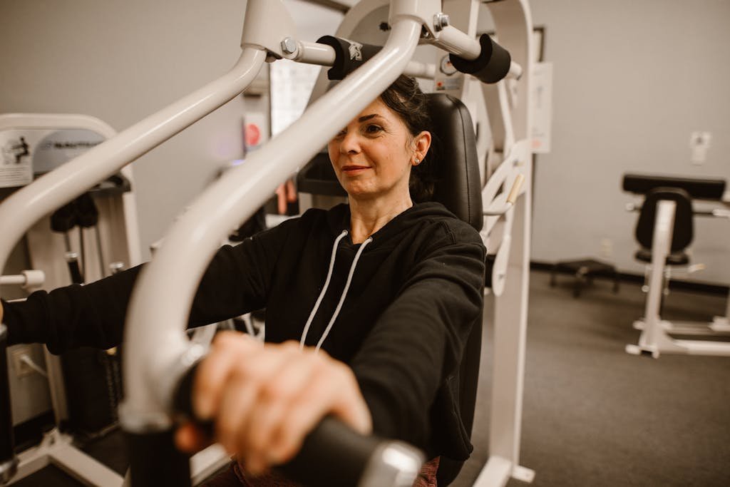 A Woman Working Out in a Gym