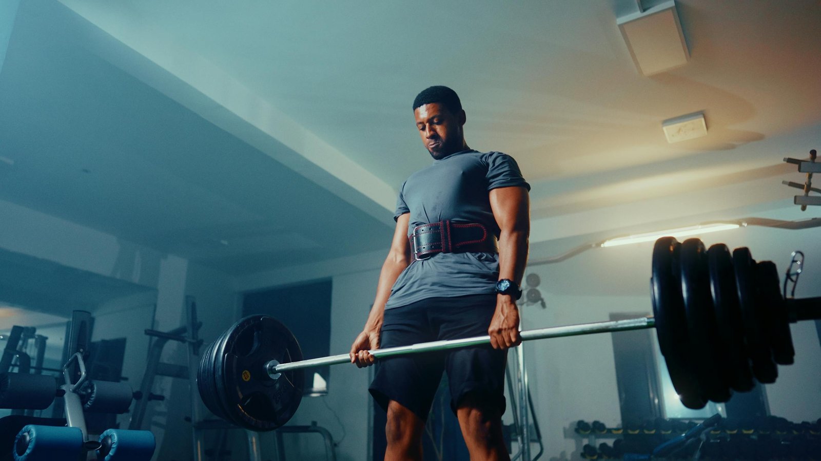 Man in Dead Lift at Gym