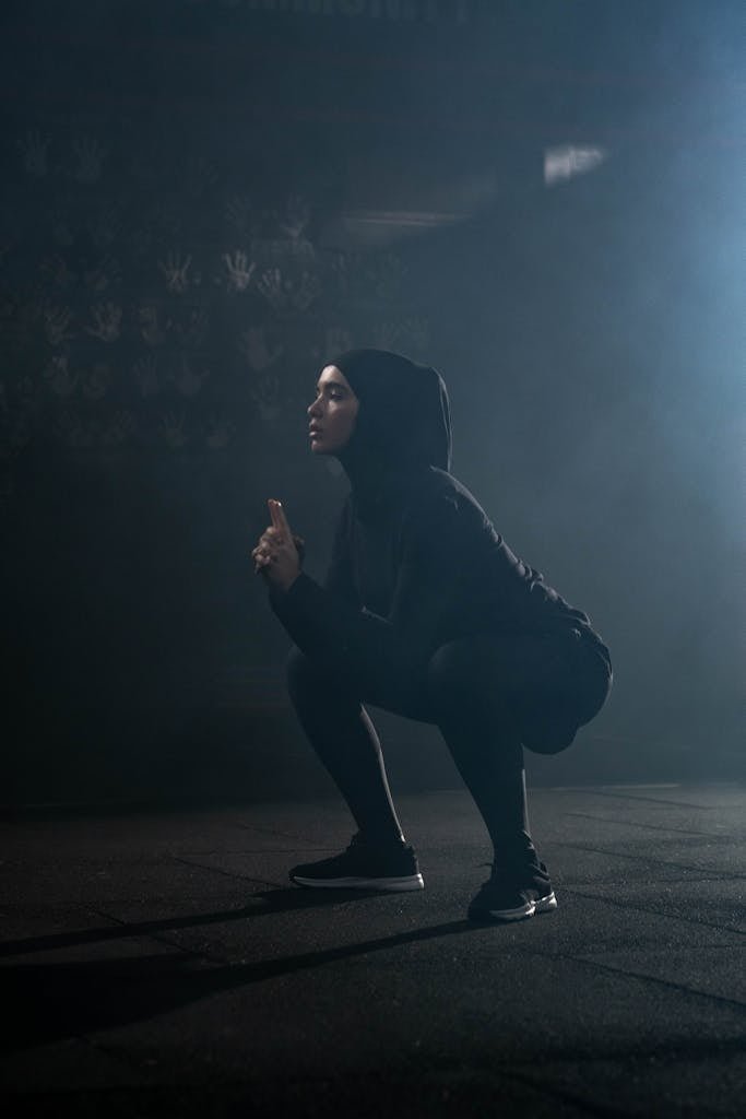 Woman in Black Activewear Exercising